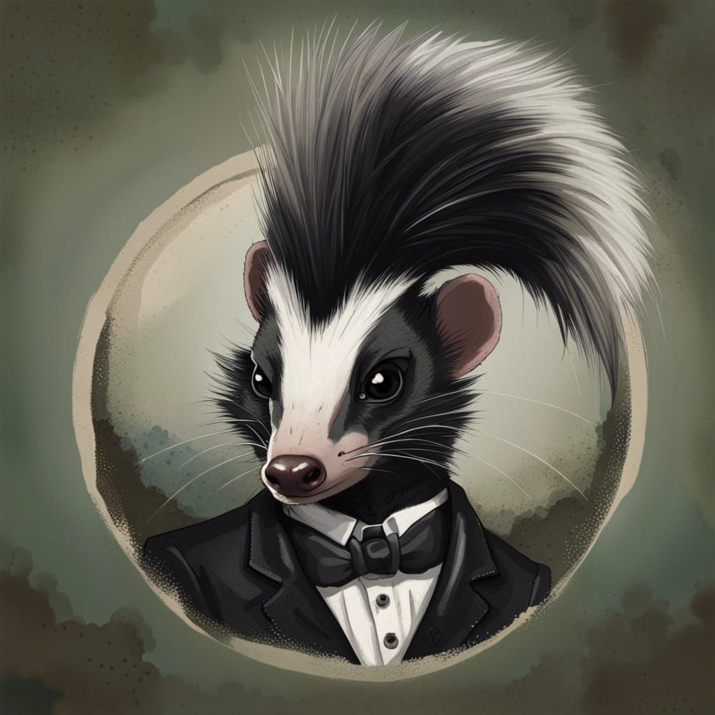 Punk Skunk Portrait in Digital Art Style