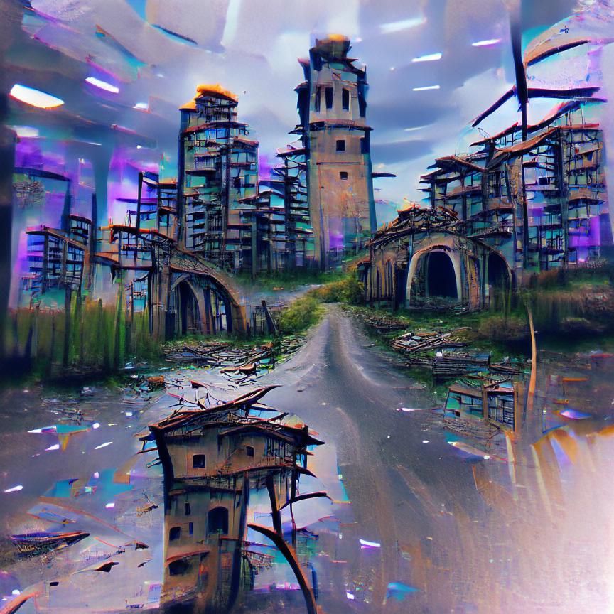 Eerie Abandoned Cityscape Generated by AI