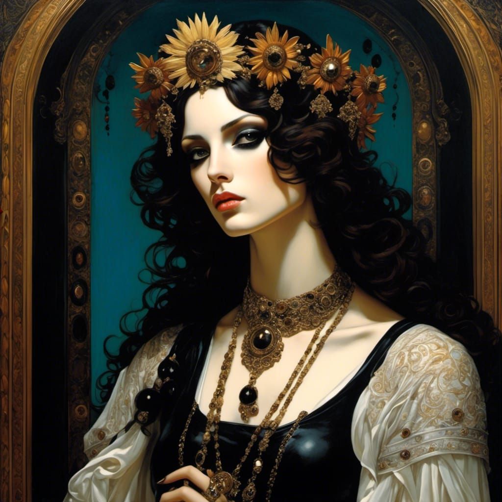 Gothic Emo Madonna with Botticelli Style