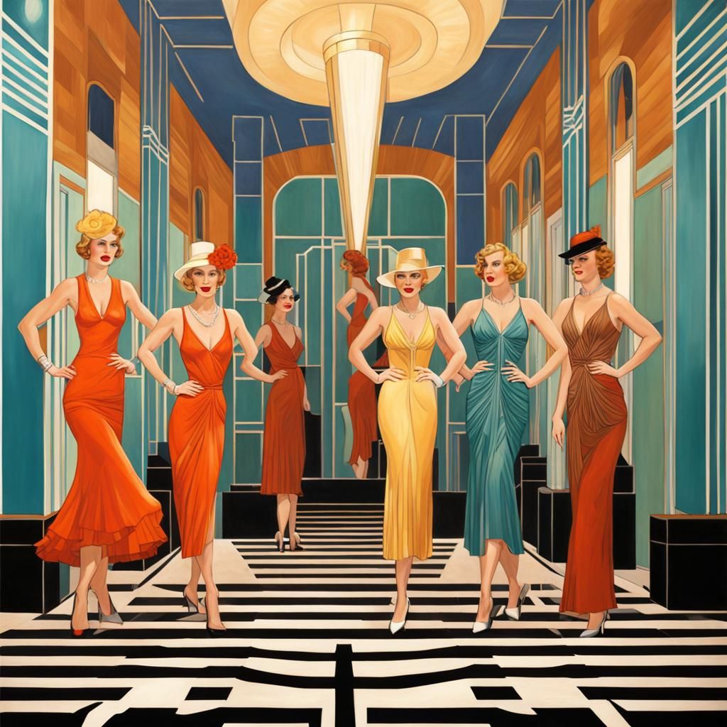Lois and Showgirls in Art Deco Style