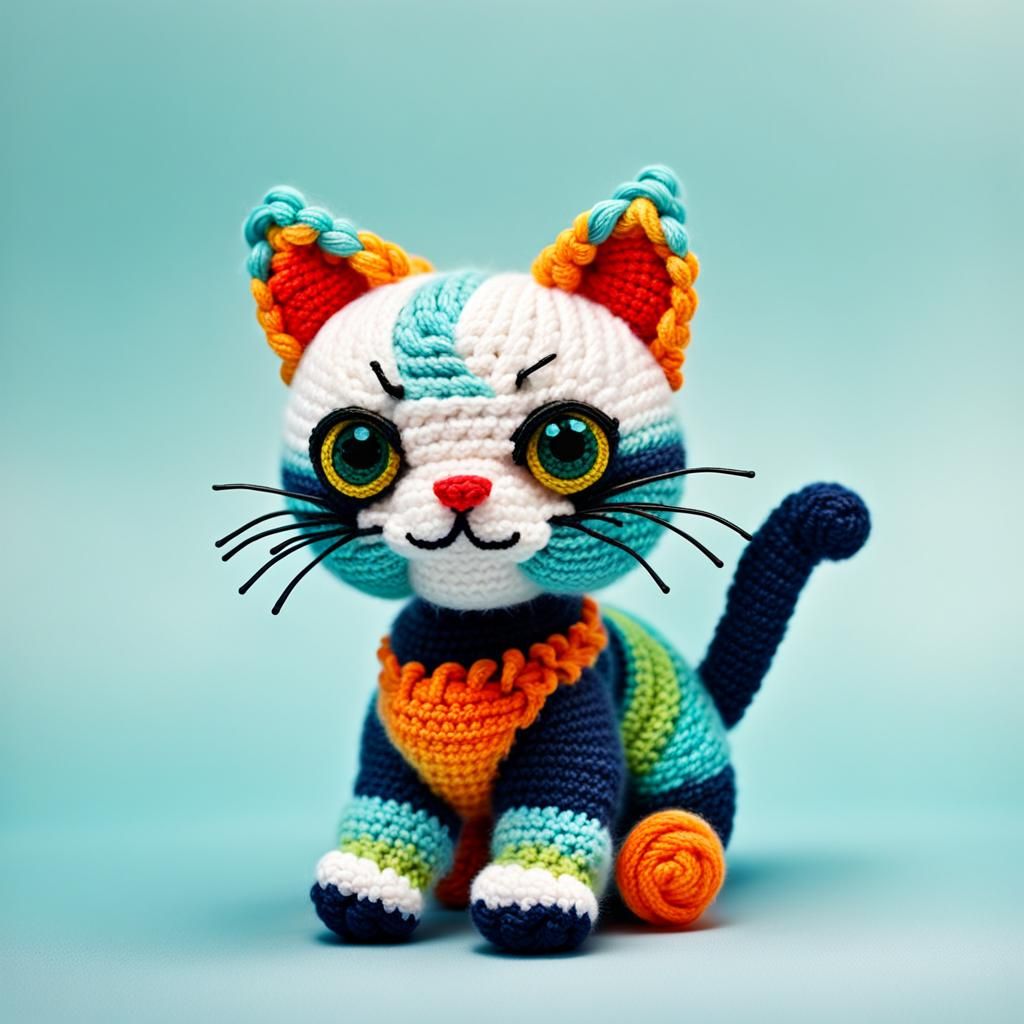 Abstract Amigurumi Kitten with Fine Details