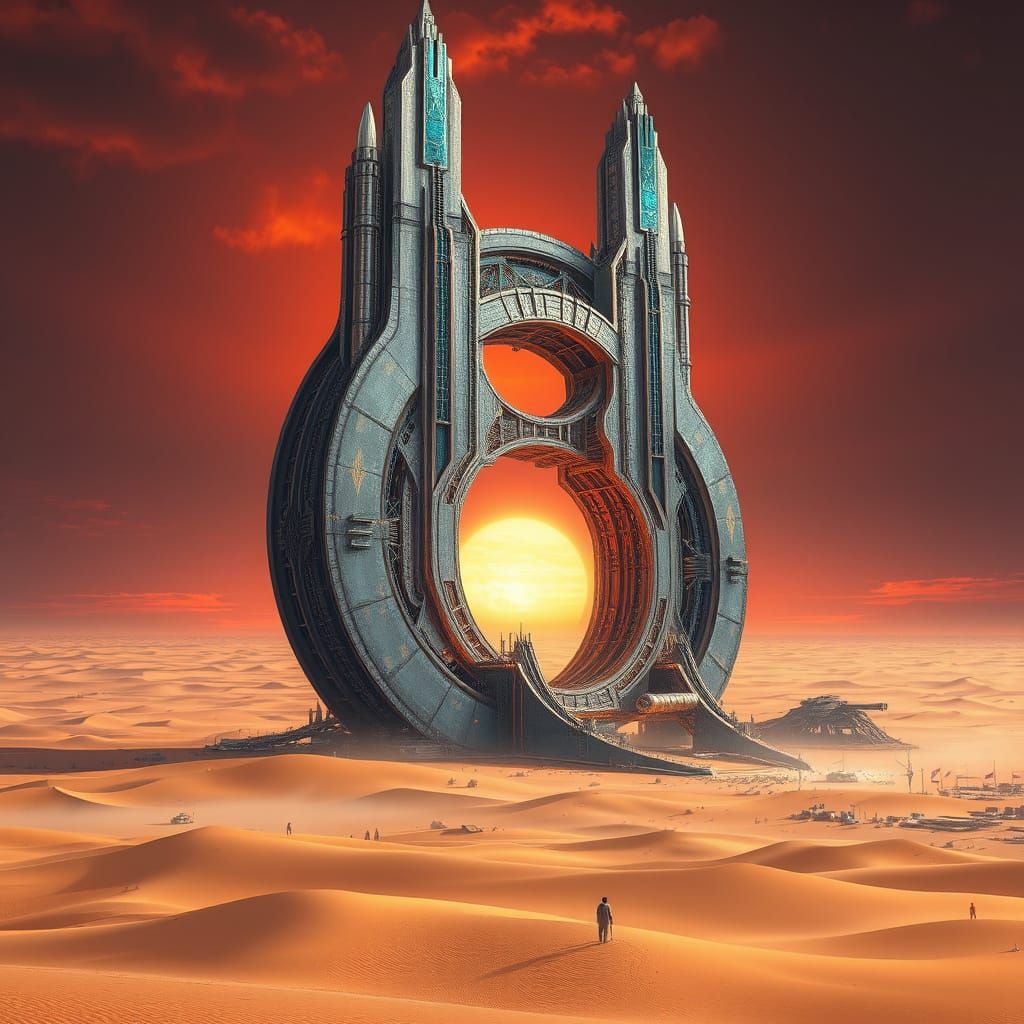 Futuristic 8-Shaped Megastructure Rises from Desert Metropol...