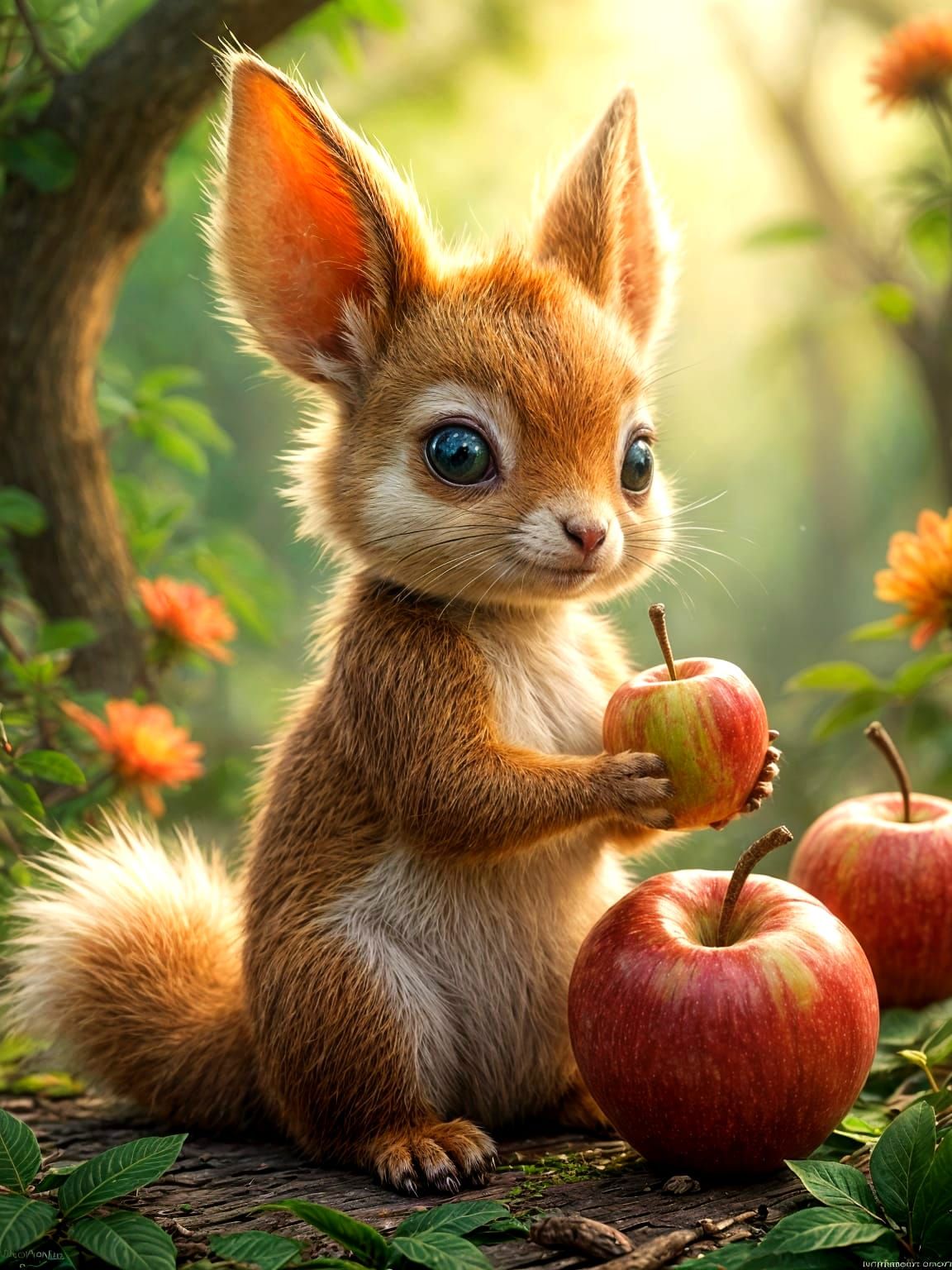 Chibi Squirrel Goat Hybrid in Fantasy Jungle