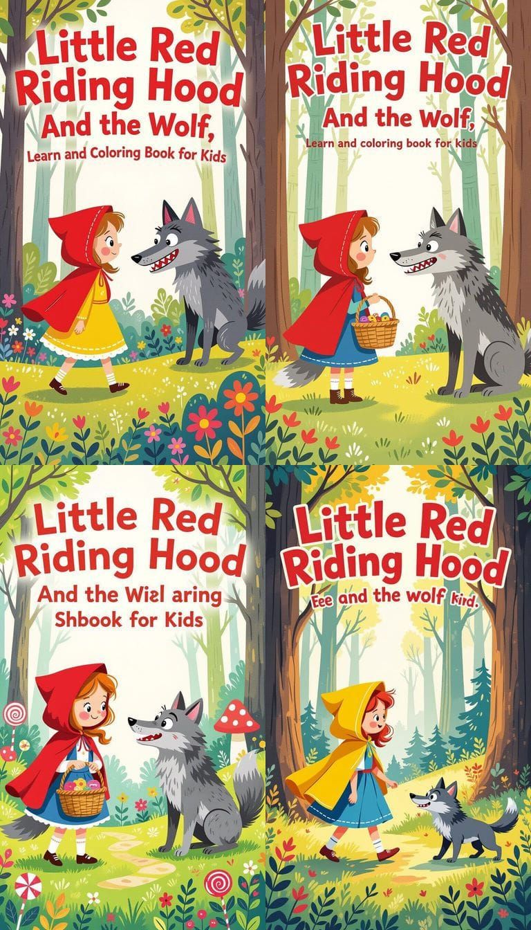 Little Red Riding Hood and Wolf Cartoon Cover