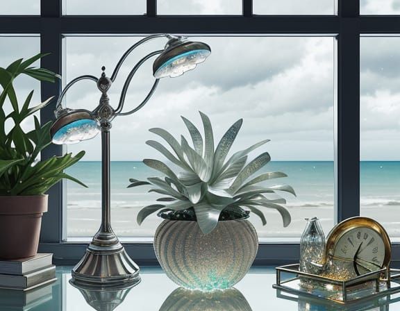 Intricate Mother-of-Pearl Seashell with Glittering Edges