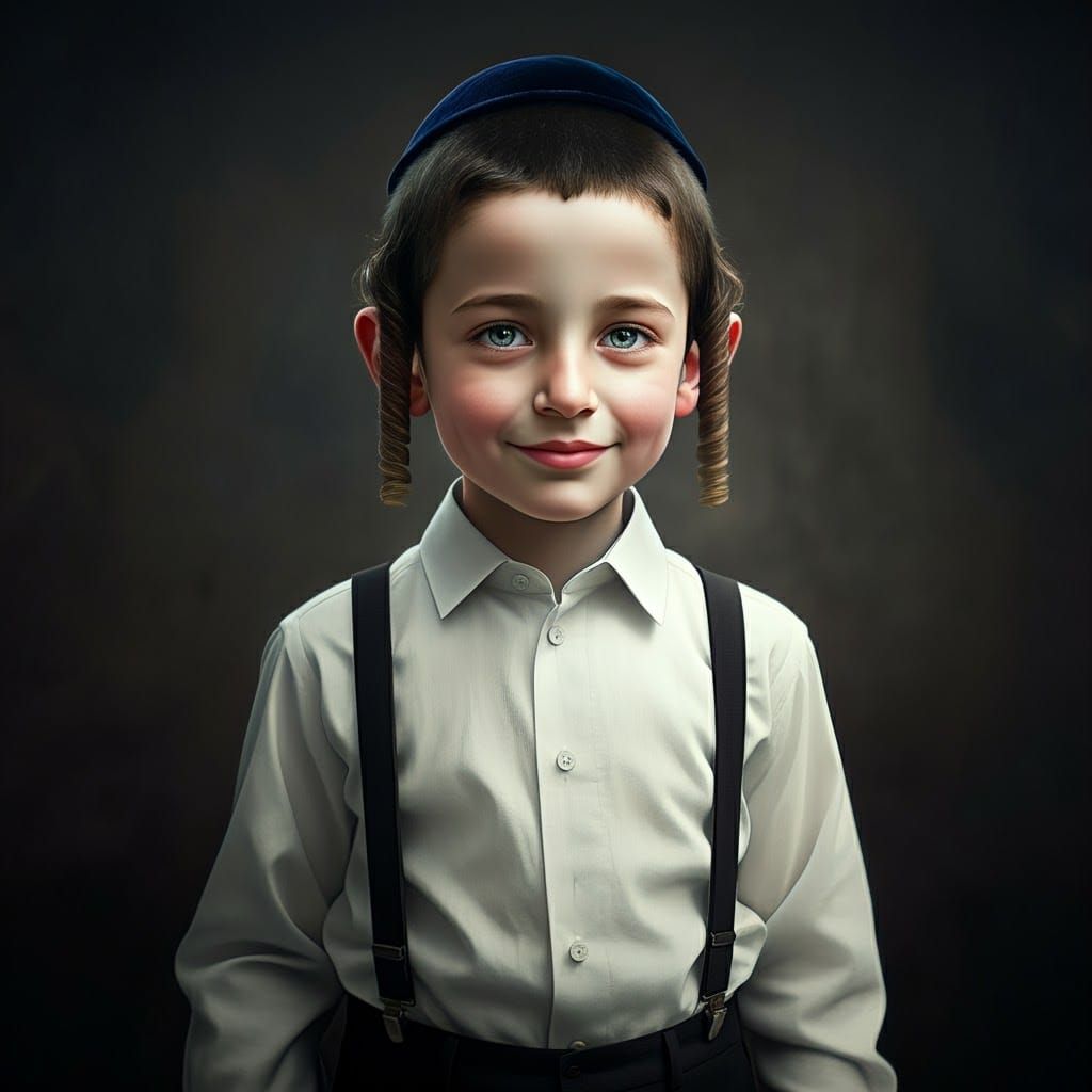 Young Boy with Curled Payot in Fantasy Concept Art