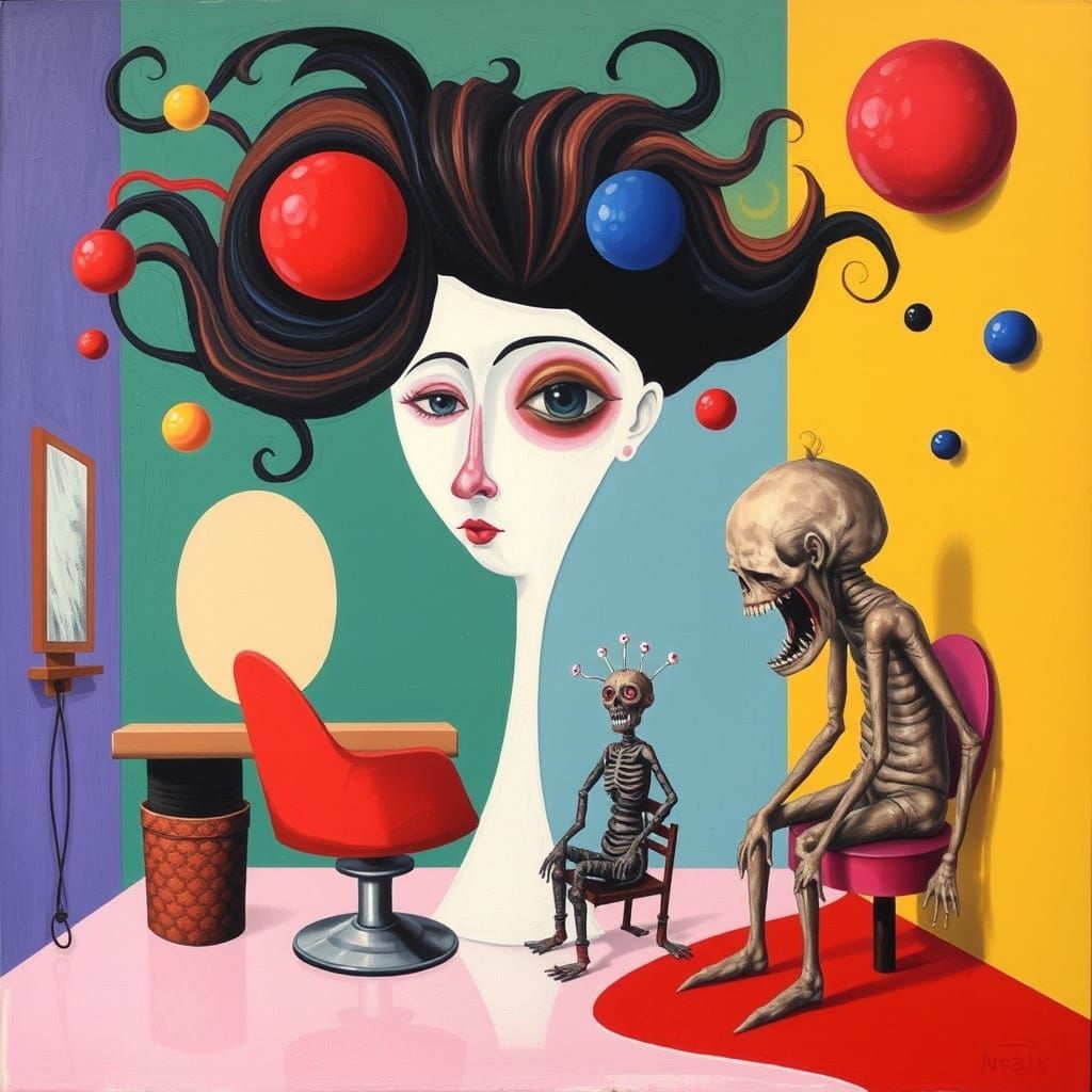 Whimsical Surreal Hair Salon Wonderland