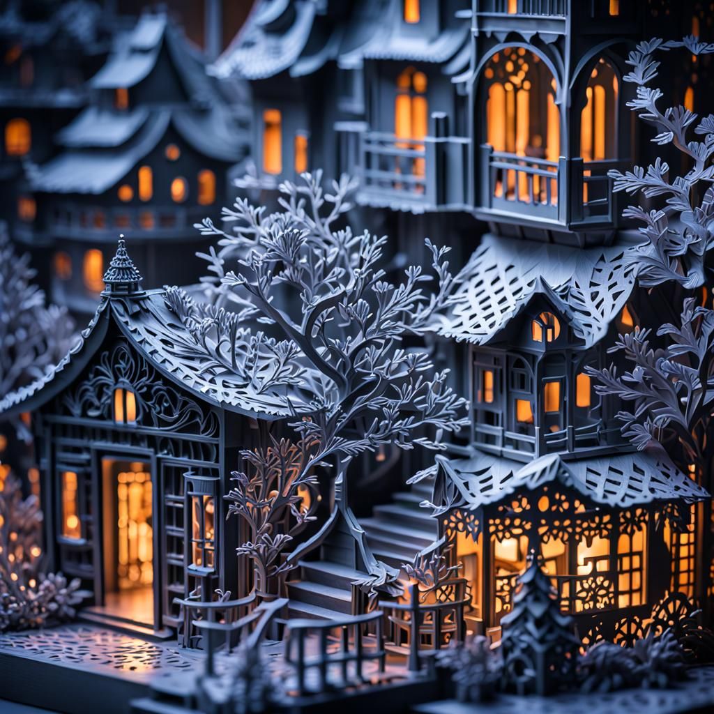 Intricate Kirigami Art in Hyperrealistic Detail