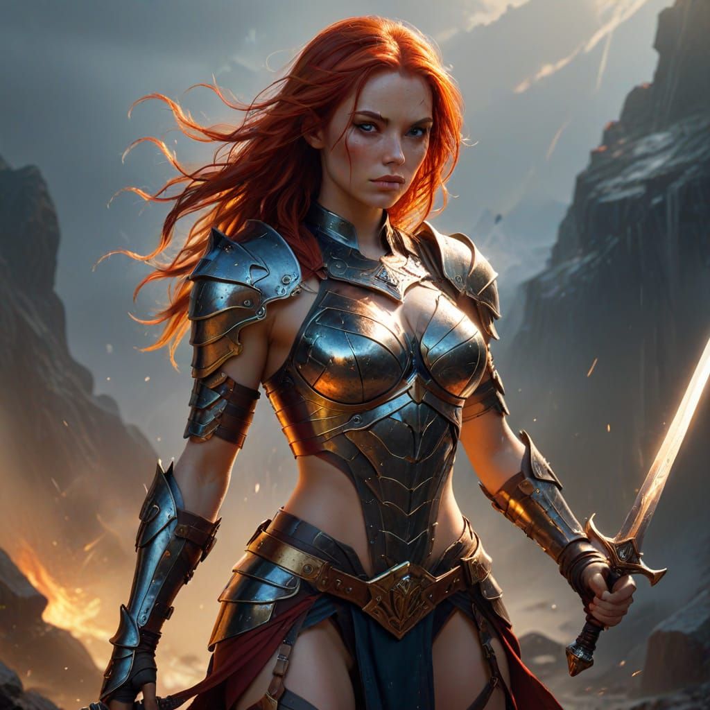 Fantasy Warrior in Golden Hour Light