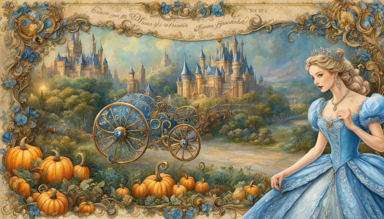 Cinderella Illustration in Art Nouveau Style