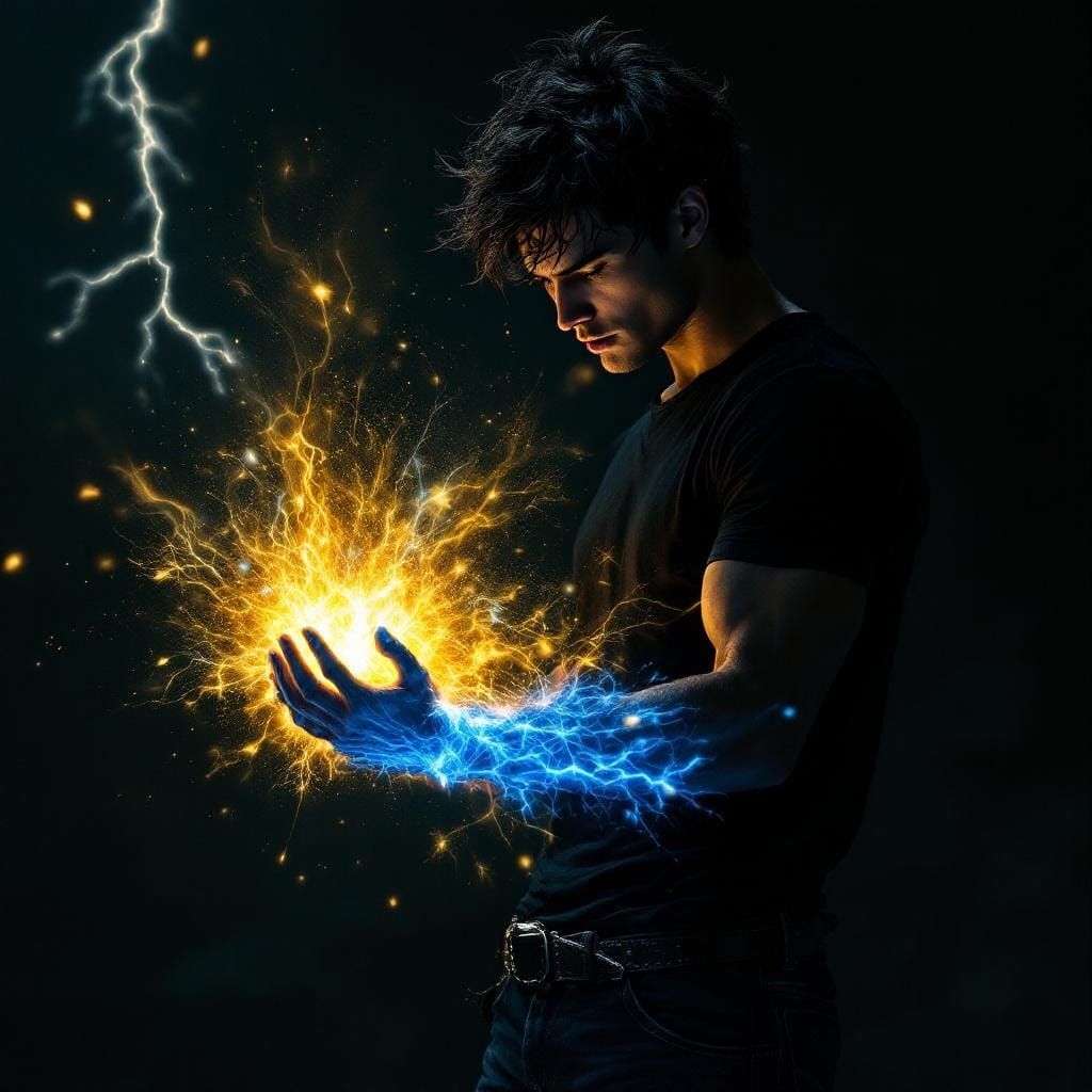 Man Gazing at Energy in Atmospheric Realism Style