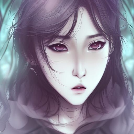 Girl with Smoky Eyeshadow in Webtoonpunk Style