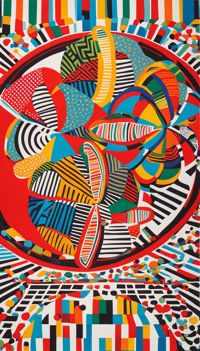 Vibrant Pop Art Death Bread with Geometric Design