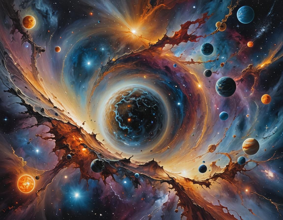 Cosmic Universe Painting in Visionary Style