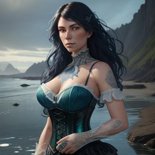 Water Witch Portrait on Autumn Shoreline