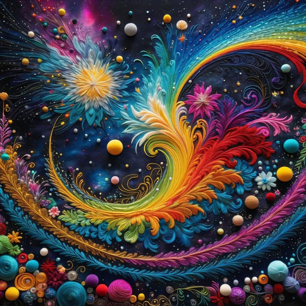 Epic Hyperrealistic Embroidery Design in Deep Space