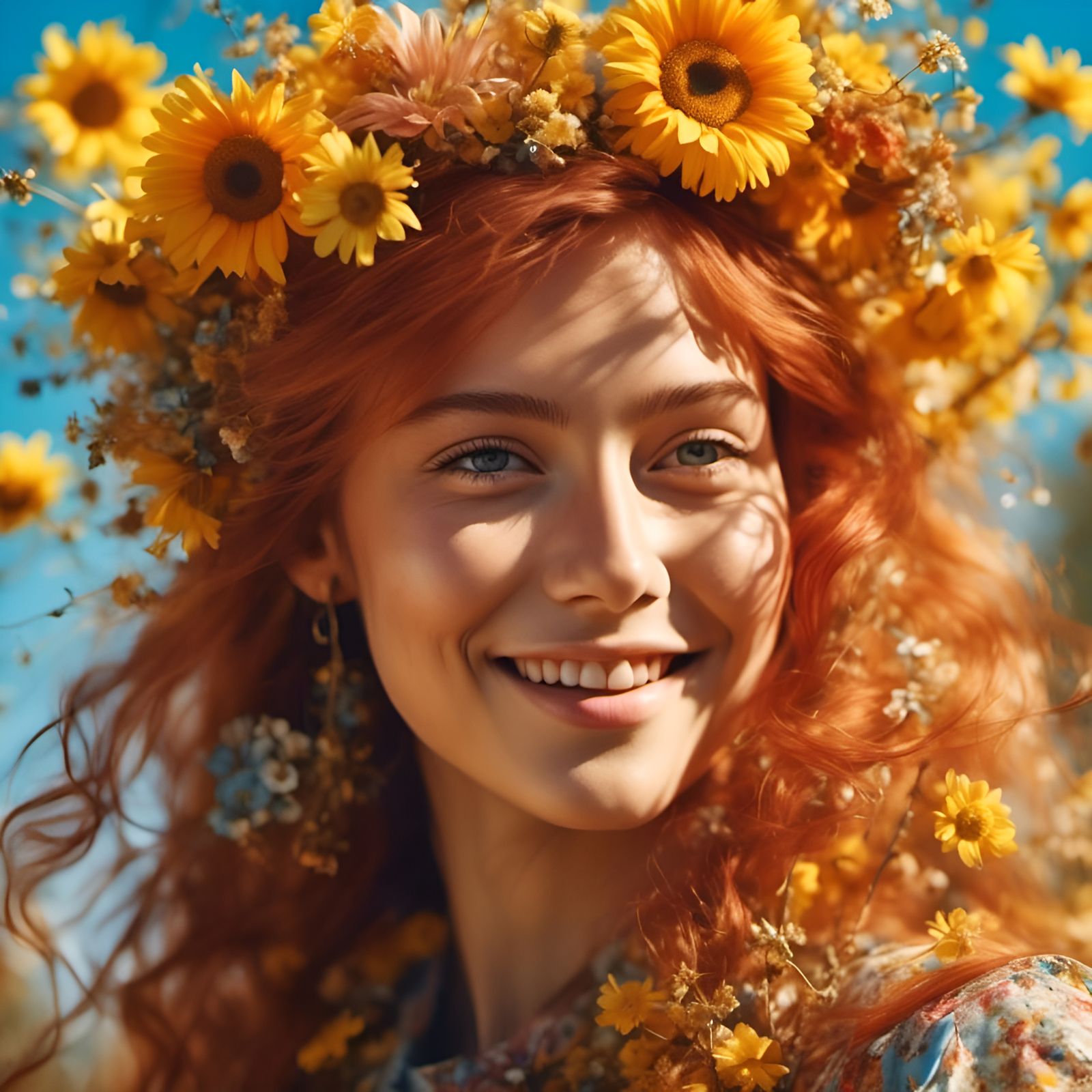 Hyperreal Portrait of a Happy Woman in Sunlight