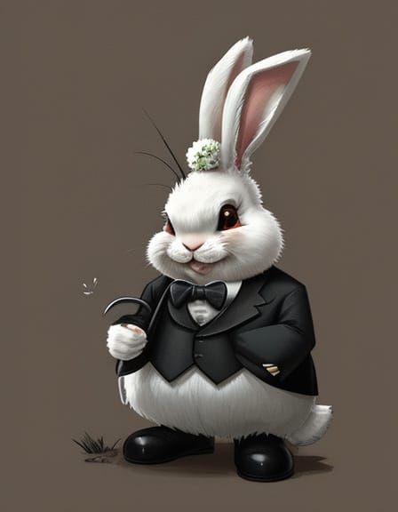 Laughing Bunny Mafioso in Cartoon Style