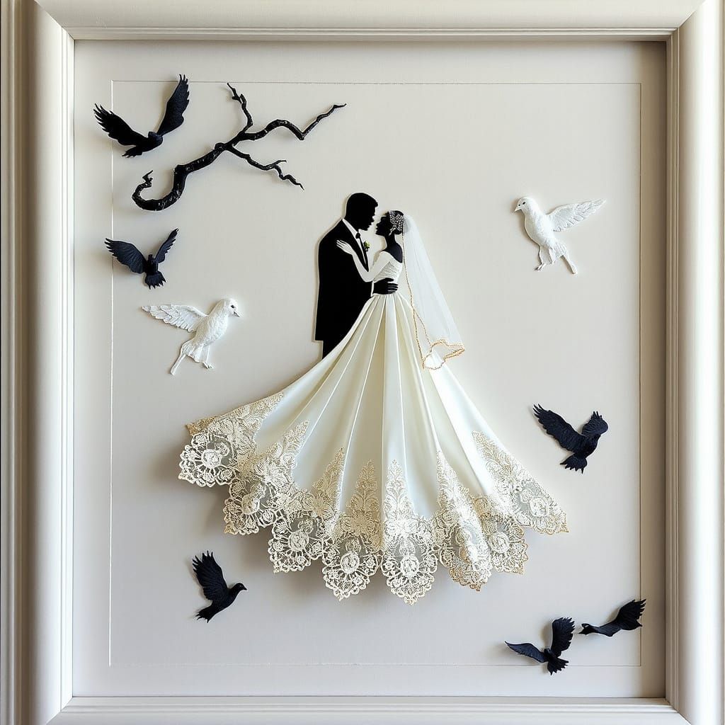 Ghostly 3D Wedding Lace Collage Art