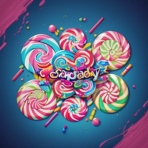Whimsical Candyland Scene in Vibrant Digital Art Style