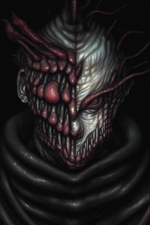 Hyperrealistic Portrait of Shin in Dorohedoro's World