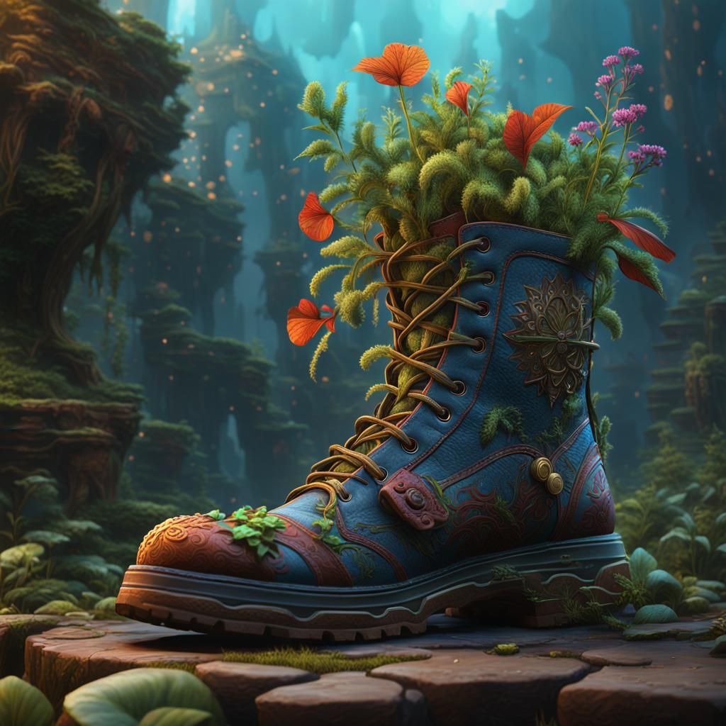 Botanical Boot: A Detailed Matte Painting