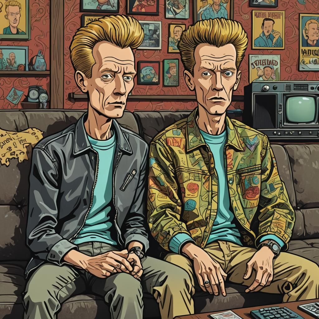 Beavis and Butthead in Retro Cartoon Style