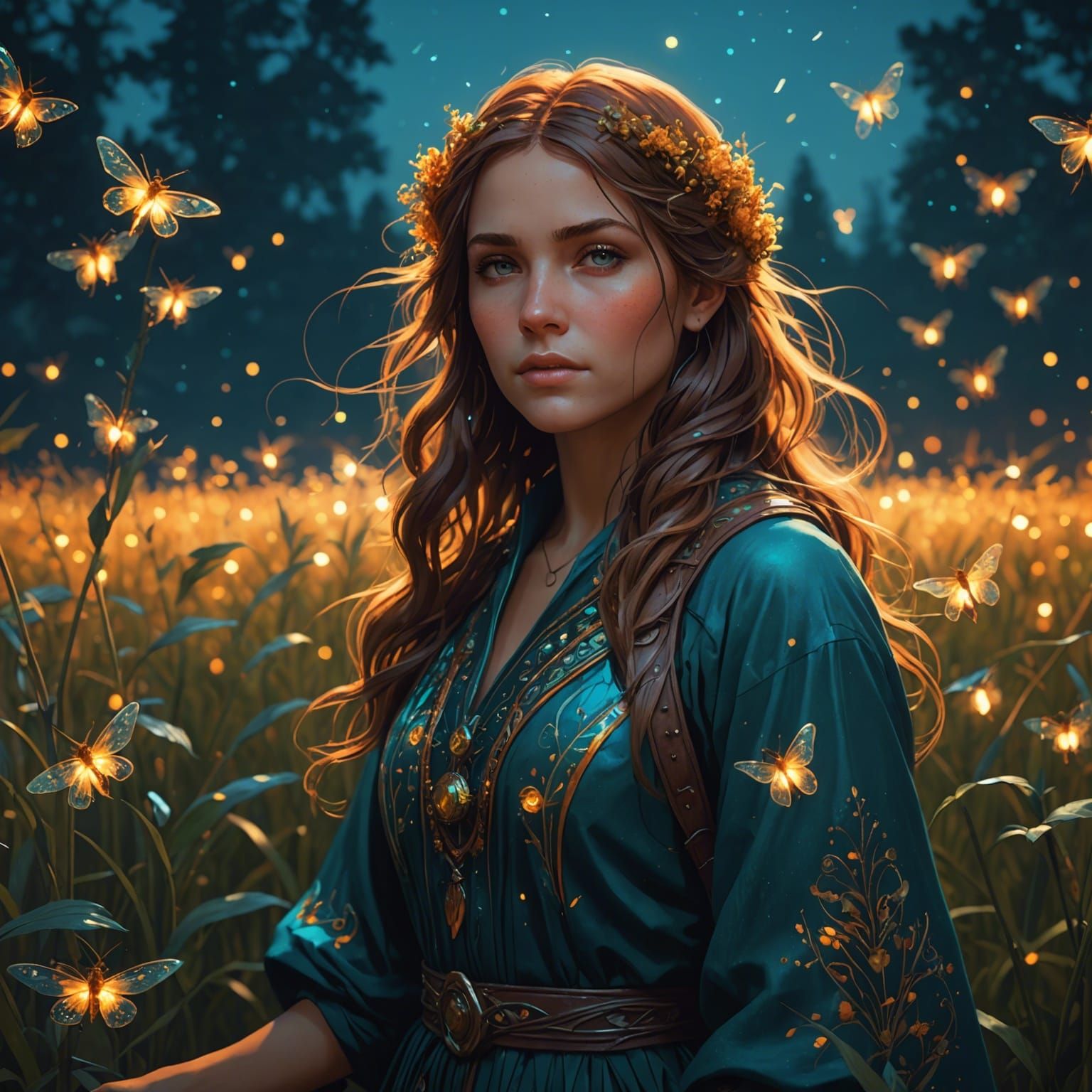 Night Field Swarming with Fireflies: Hyperdetailed Concept A...