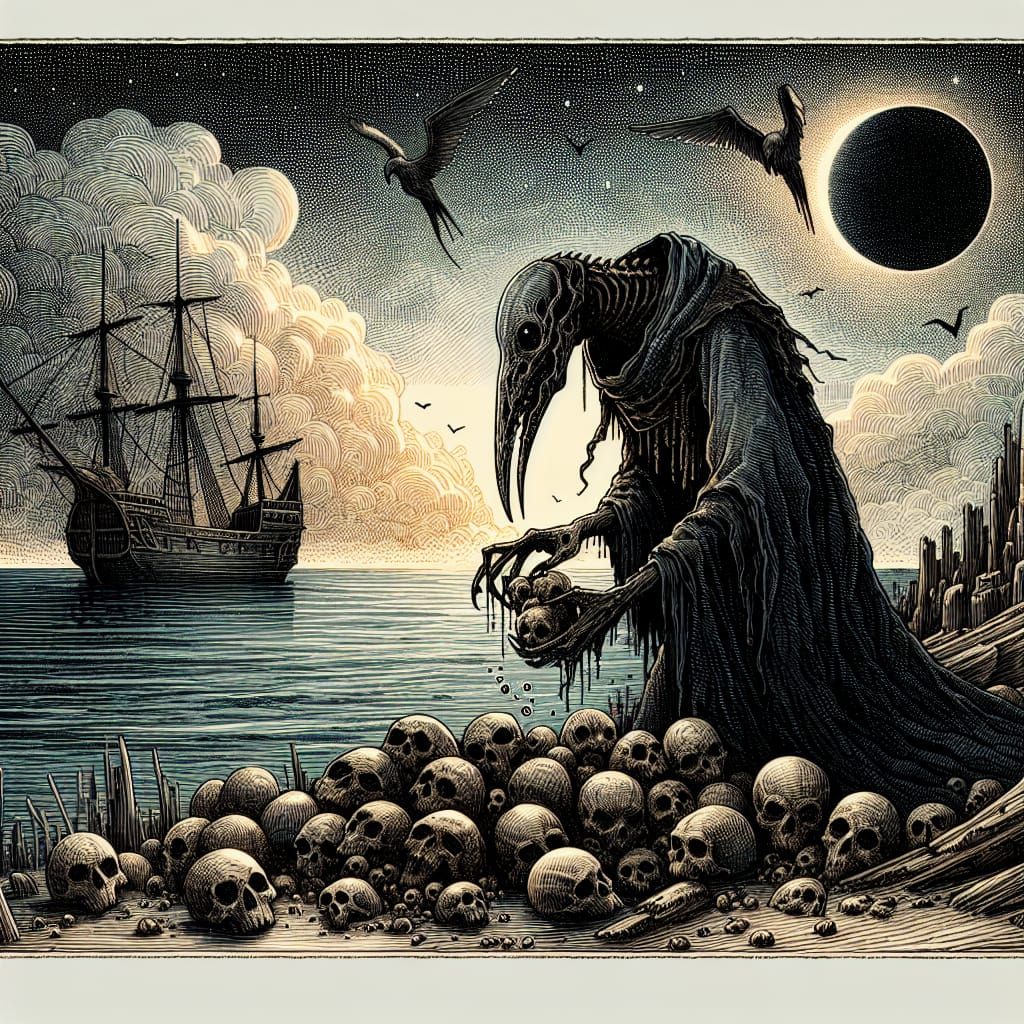 Eldritch Creature Collects Skulls by Forgotten Black Sea