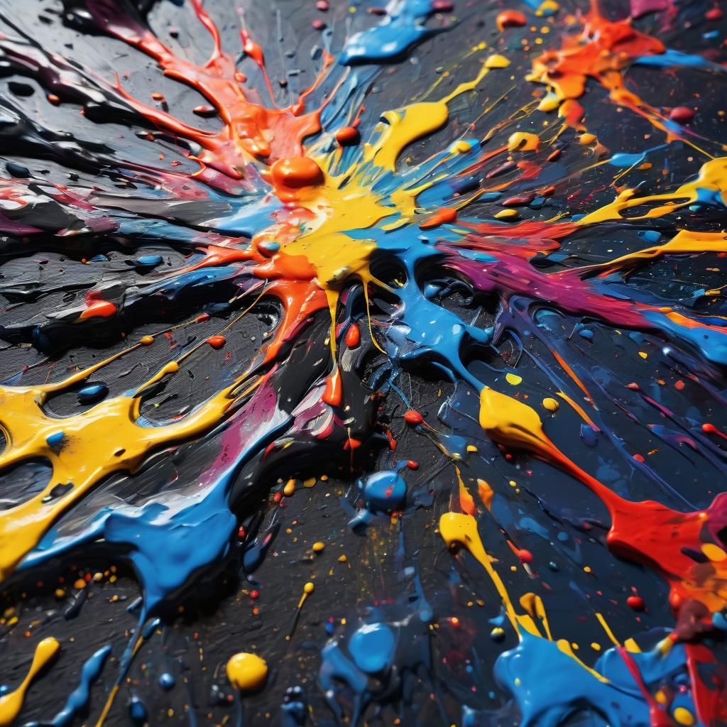 Abstract Expressionist Paint Splatter Close-Up