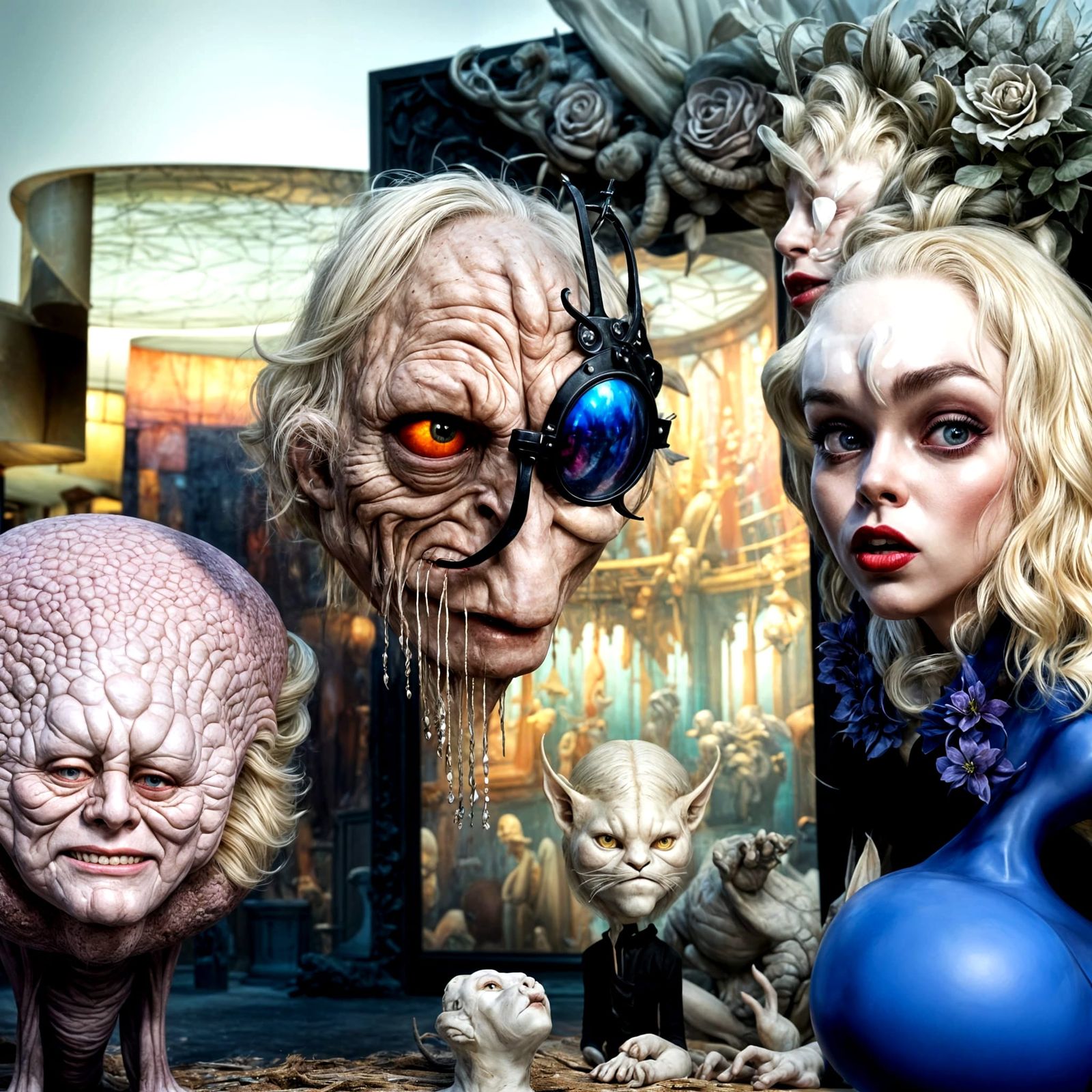 Extravagant Alien Characters in Cosmic Dreamscape