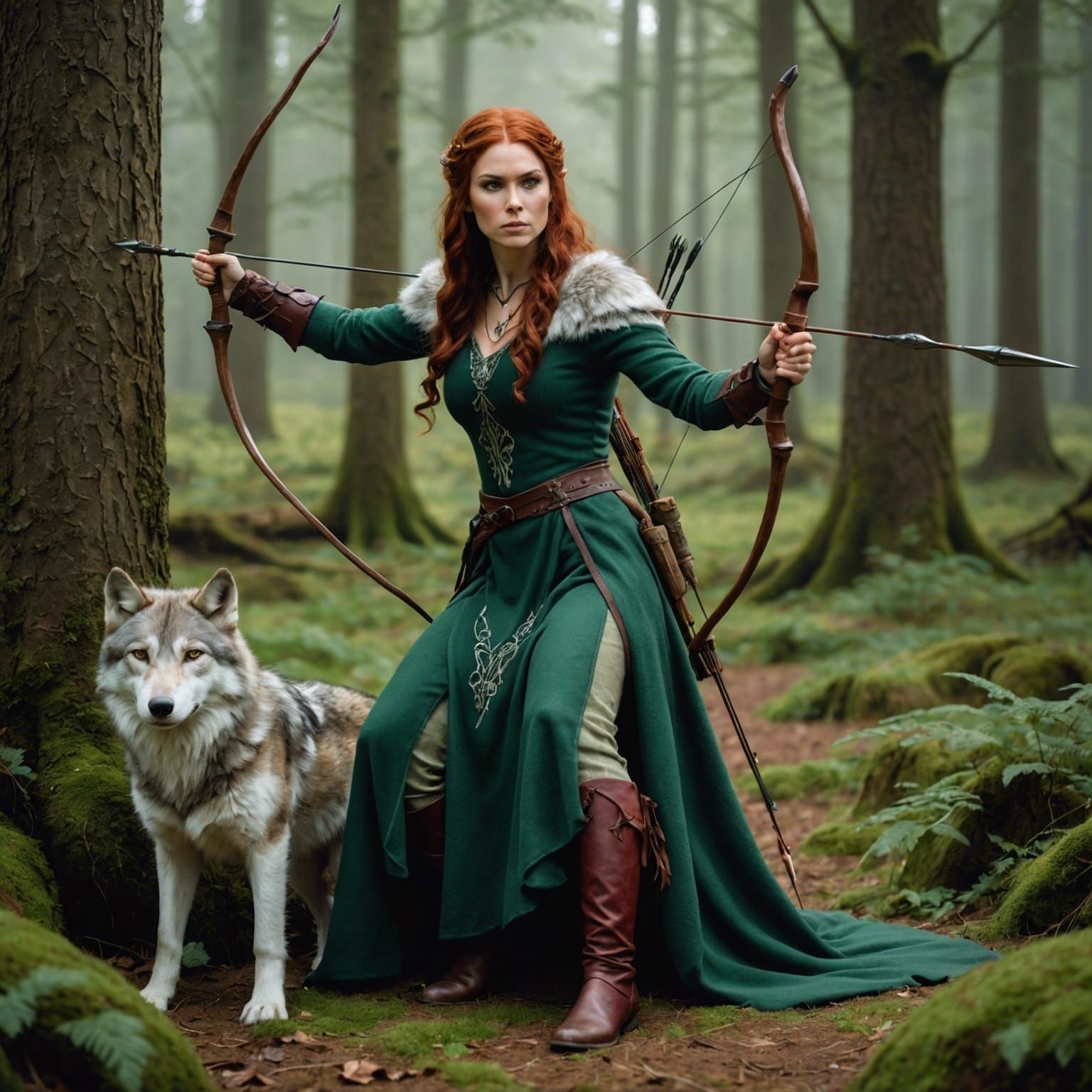 full body painting of an beautiful elven woman heroine in a ...