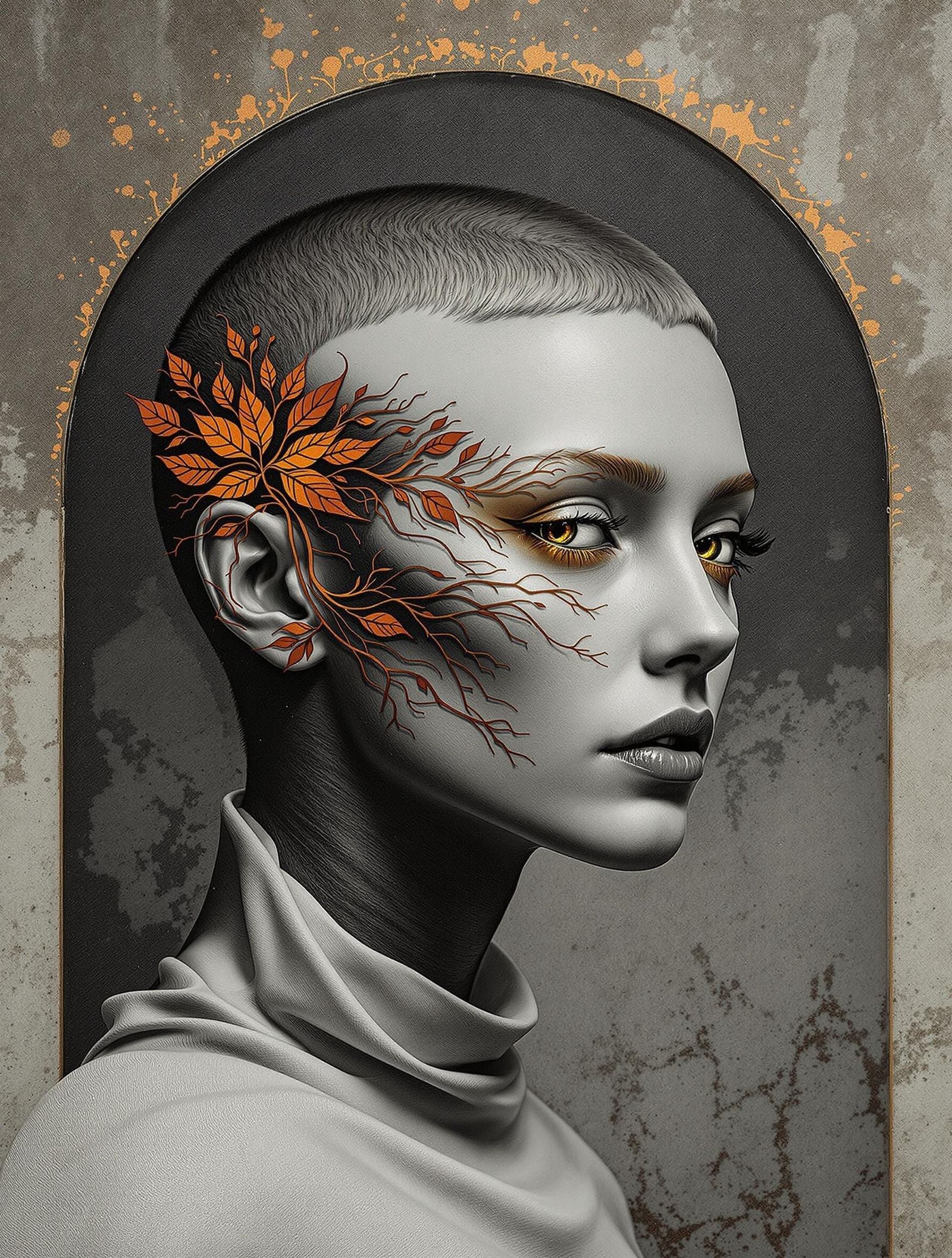 Spectral Slavic Goddess Embracing Rusty Halo and Melancholy