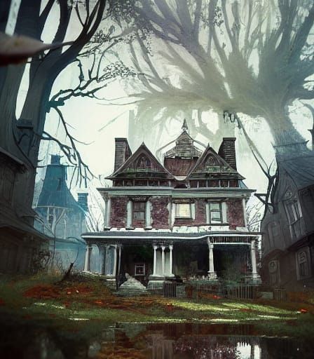 Victorian City Consumed by Sinister Woods