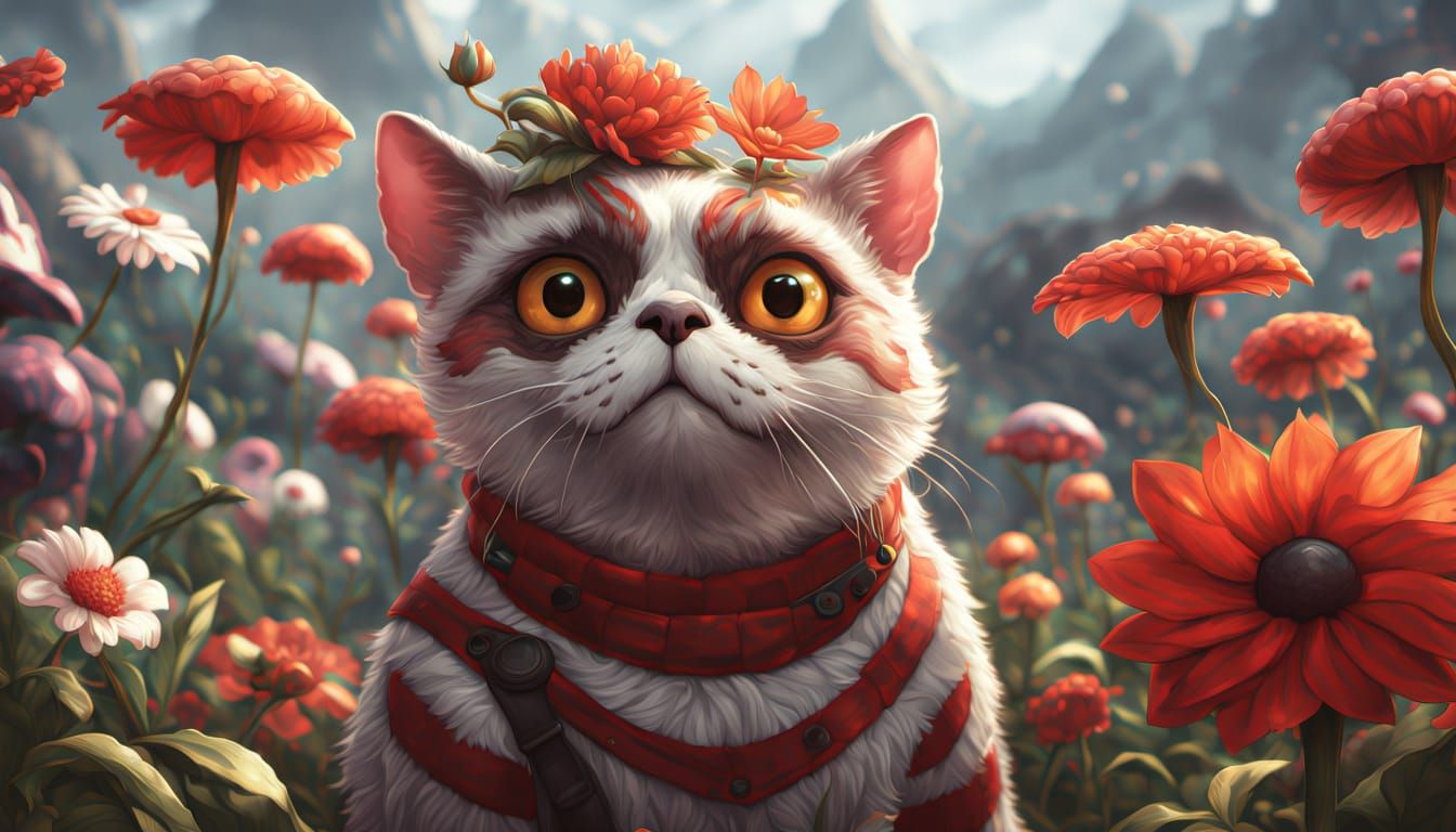 Vibrant Whimsy in a Doodle Garden: Hyper-Realistic Fantasy S...