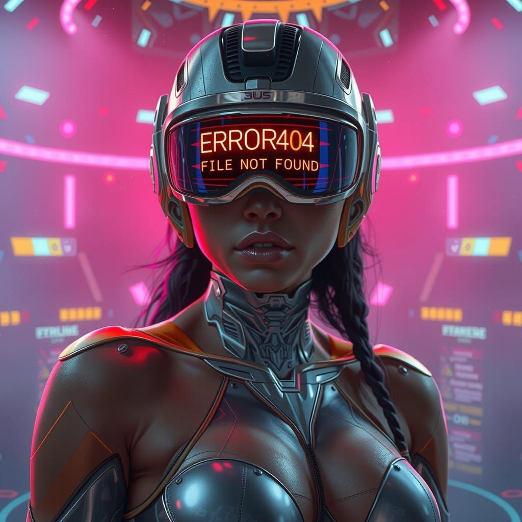 Futuristic Female Warrior in Metallic Arena