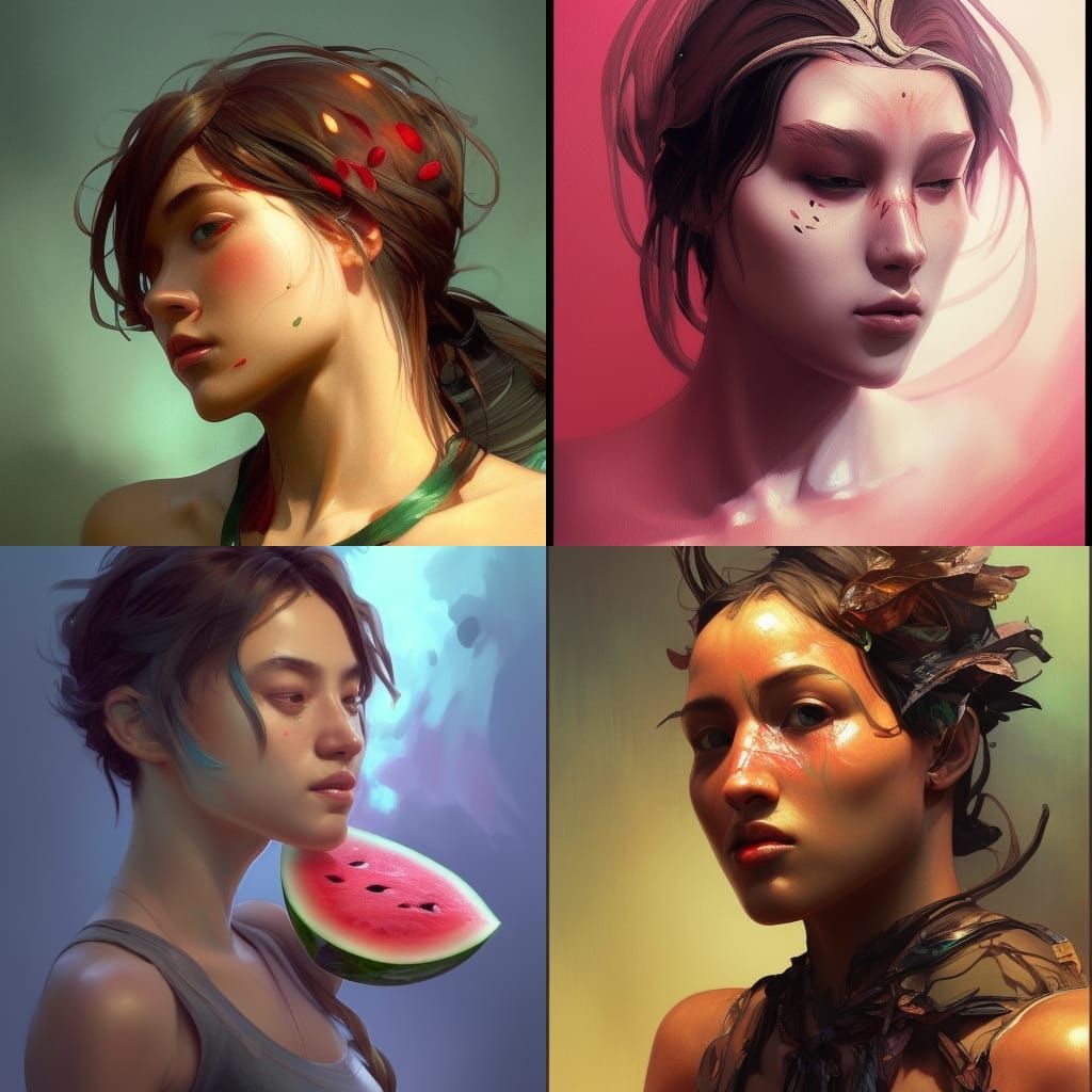 Hyperdetailed Watermelon Portrait in Unreal Engine 5