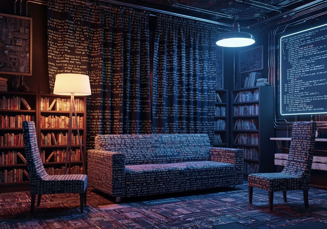 Futuristic Nerd Flat With Coding Decor