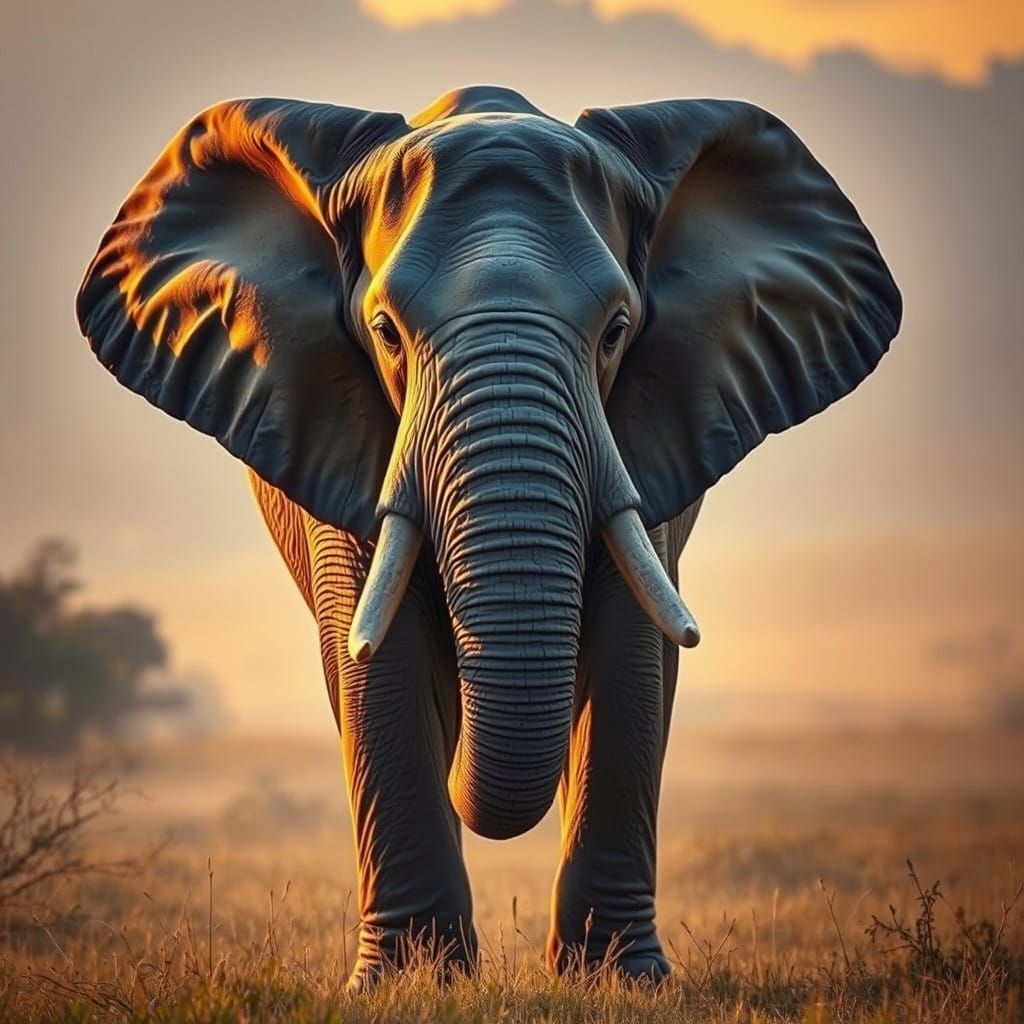 Majestic Asian Elephant in Golden Dawn Light
