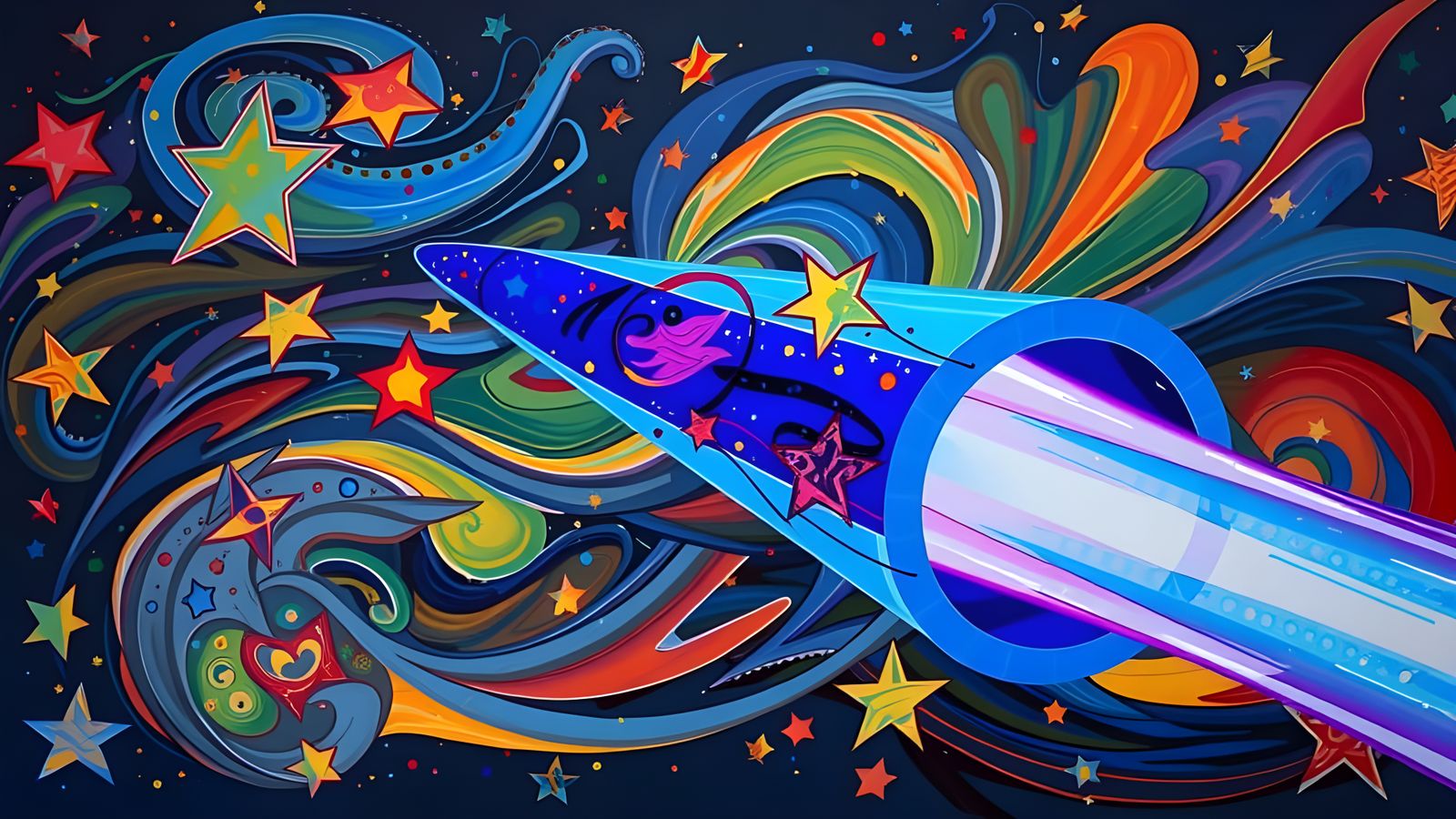 Cylinder Races Through Impasto Cosmos in Full Color