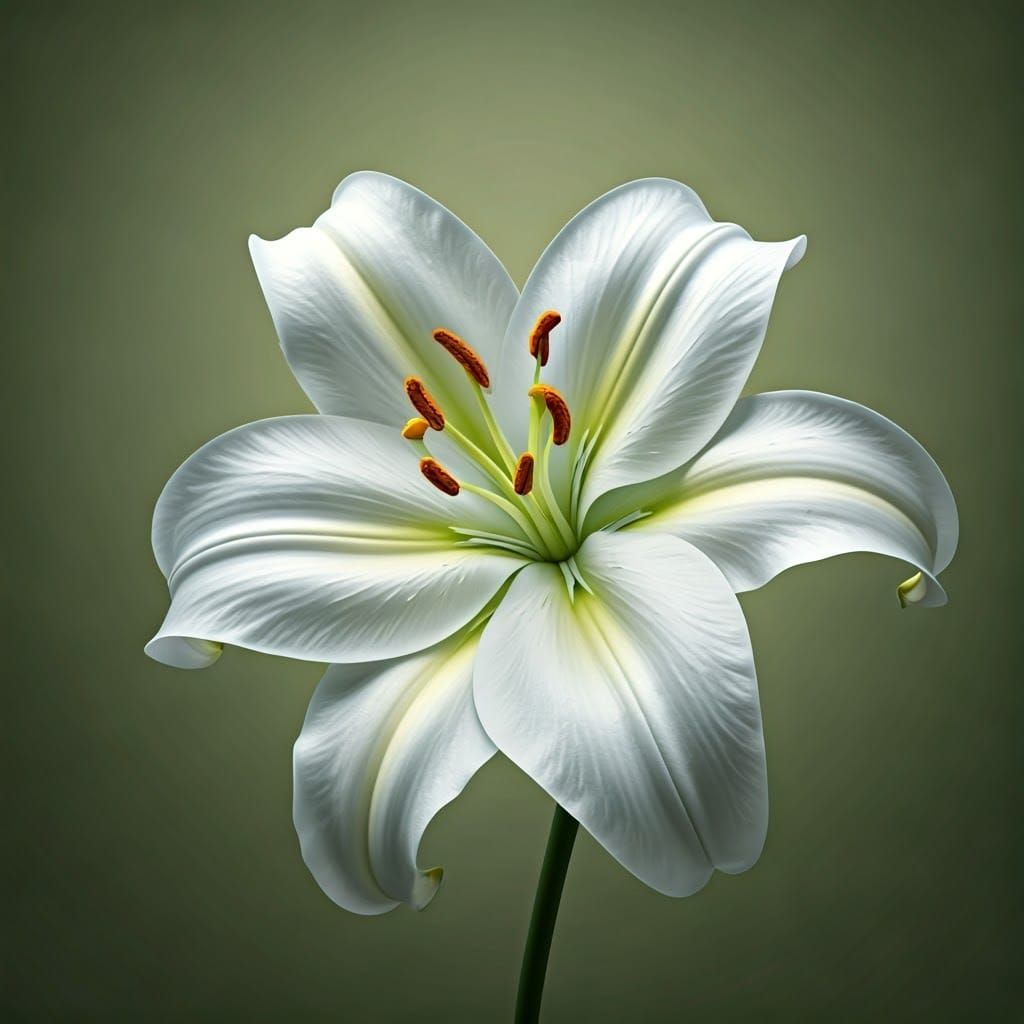 Surreal White Lily in Full Bloom