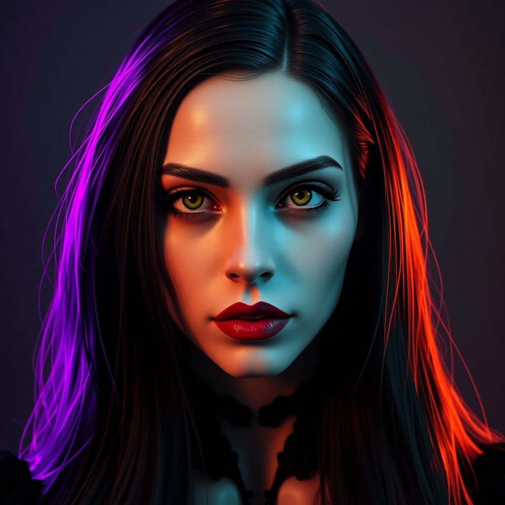 Ethereal Gothic Beauty in Triadic Hues