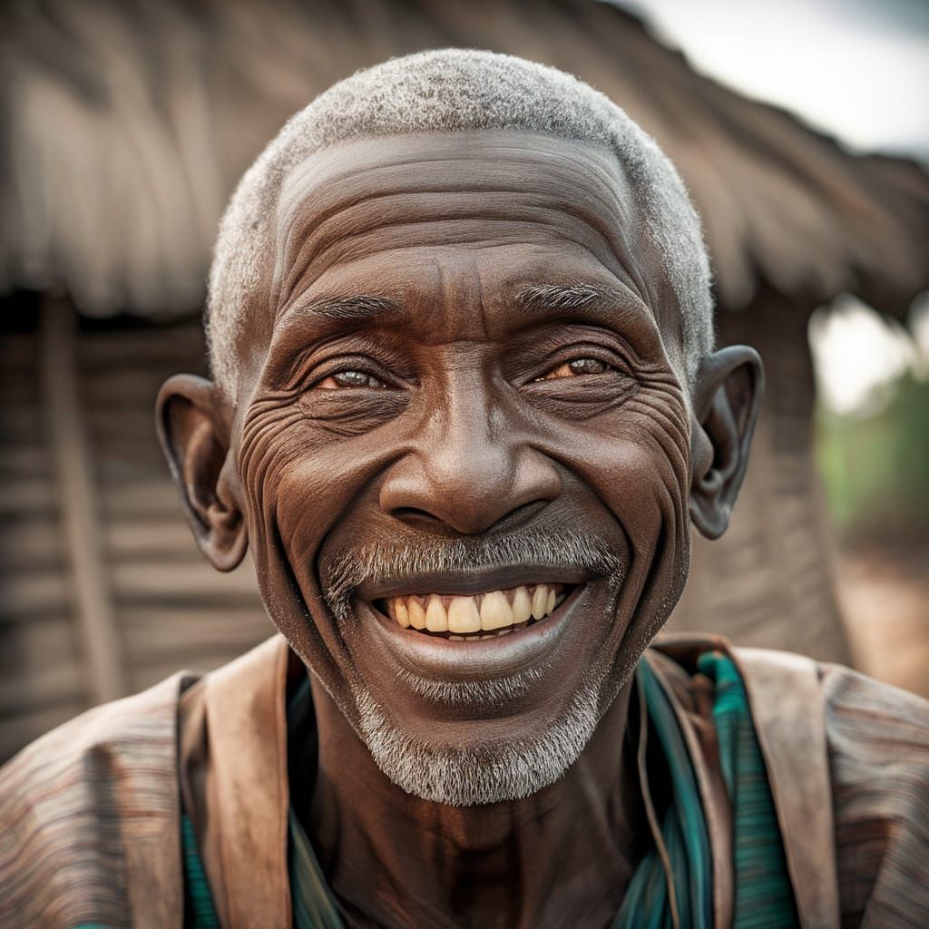 Joyful Elderly African Man Radiating Happiness