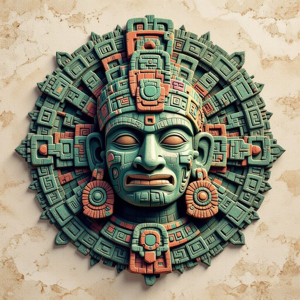 Mayan Gods Paper Texture Background in Matte Painting Style