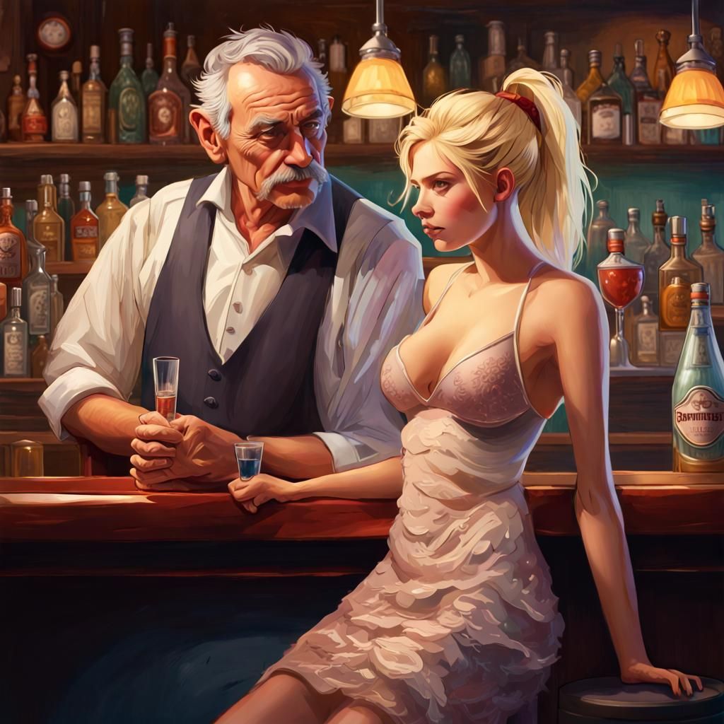 Bartender Confession: Hyperrealistic Digital Art Portrait