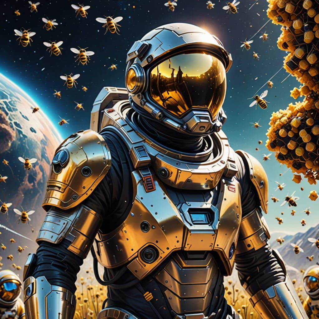 Spaceman in Zero-Gravity Bee Swarm