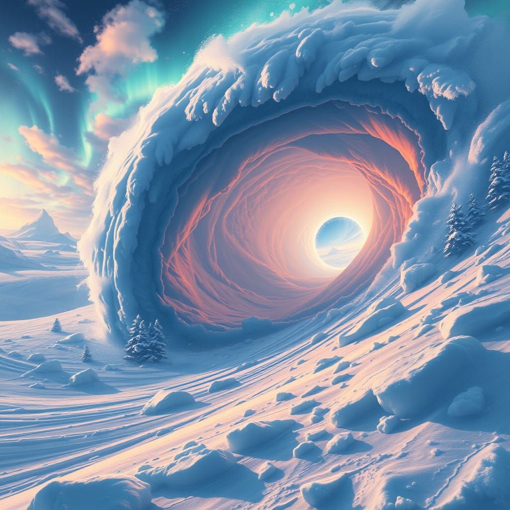 Enchanted Winter Vortex in Vibrant Matte Painting Style
