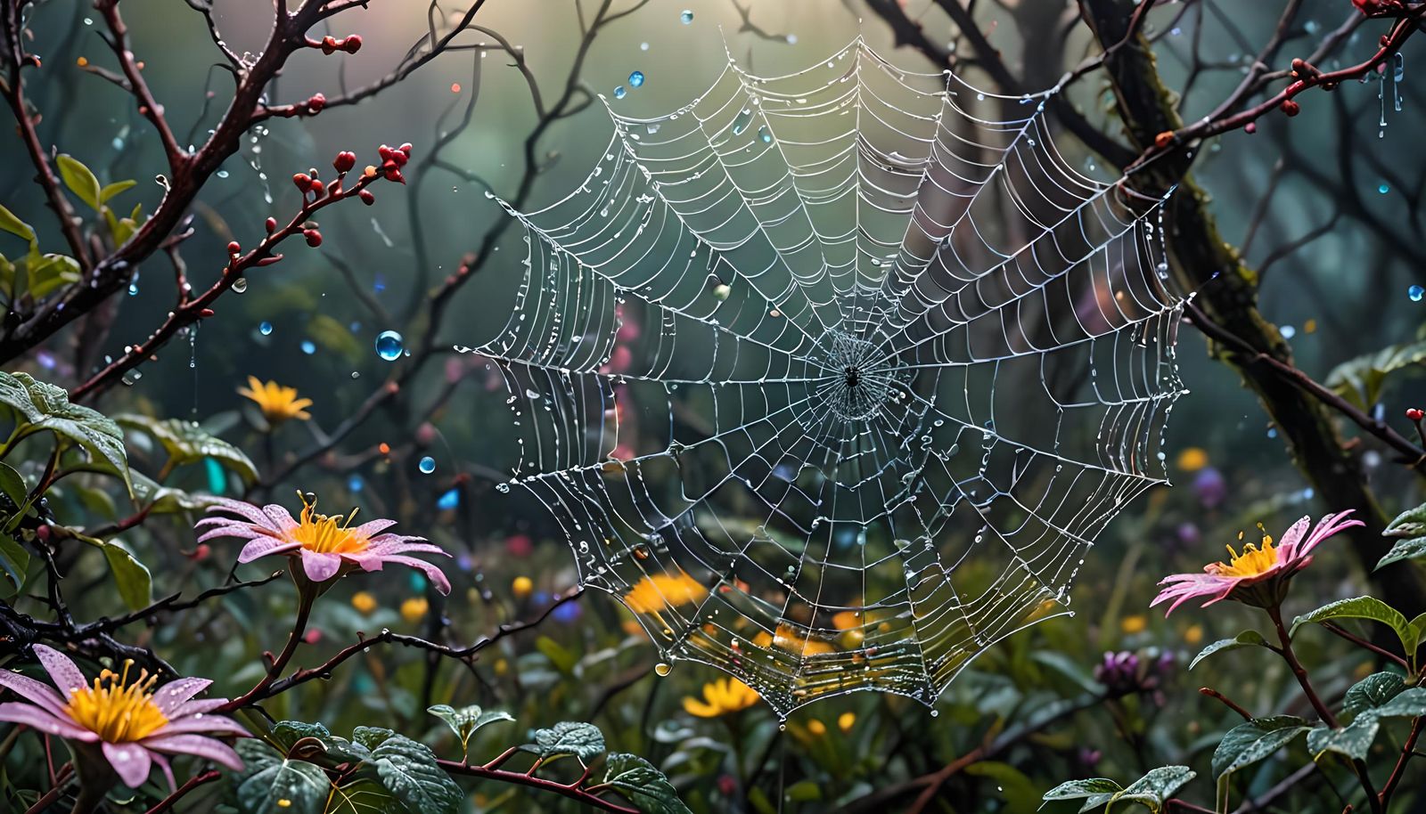 Macro Spiderweb Microcosm Digital Painting