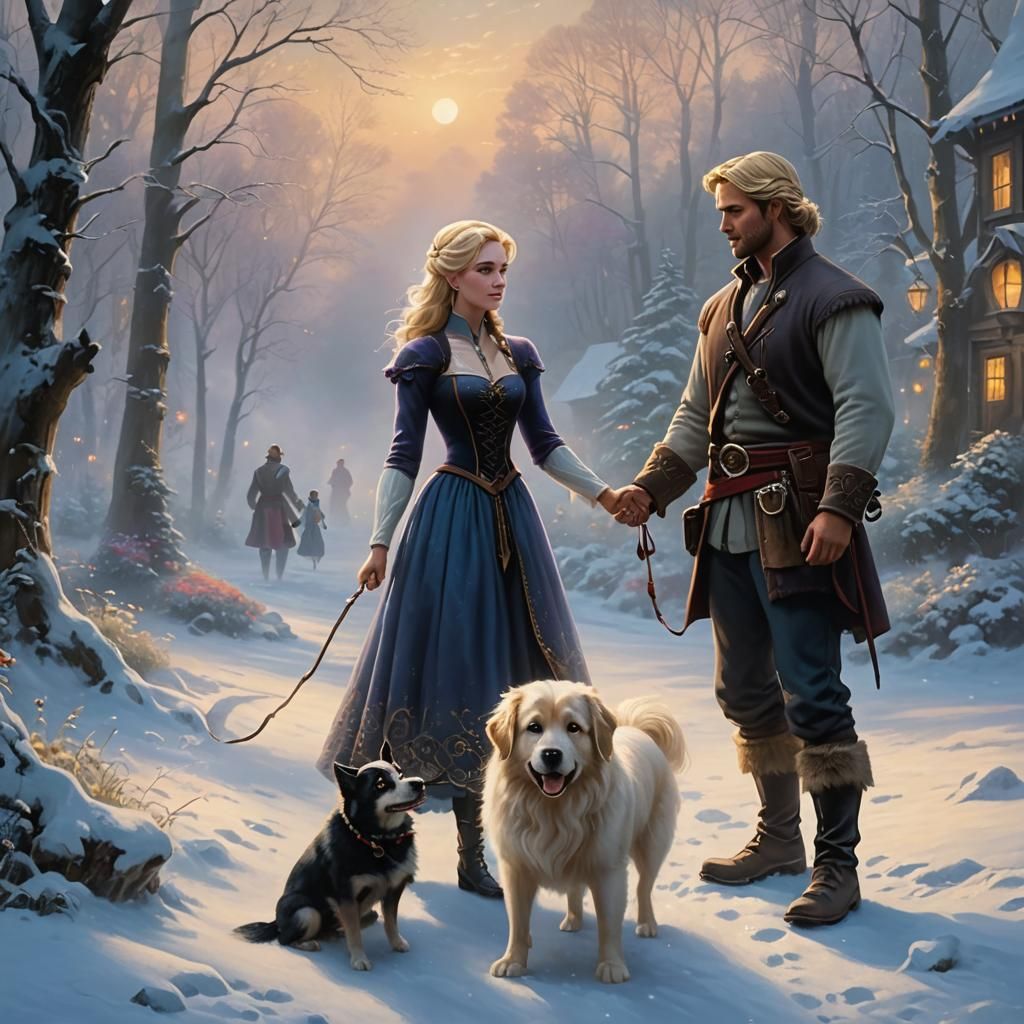 Ethereal Fantasy Meeting of Friends in a Whimsical Winter Wo...