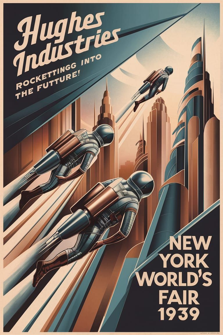 Retro-Futuristic Astronauts Poster: New York World's Fair St...